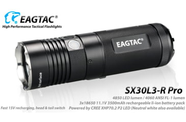 Image of EAGTAC SX30L3-R Pro Flashlight, XHP70.2 CW LED, 4850lm, Black, SX30L3R-XHP702-PRO-CW