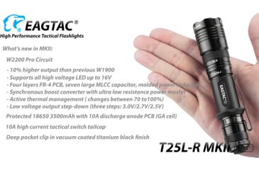 Image of EAGTAC T25L-R MKII Flashlight Kit, XHP35 HD CW LED, 2200lm, Black, Medium 4110