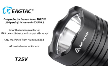Image of EAGTAC T25V XHP70.2 Flashlight, 21700 5000mAh li-ion, NW LED, 2990 Lumen, Black, T25V-XHP702-NW