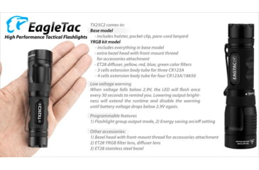 Image of EAGTAC TX25C2 Flashlight, XP-L HI V2 NW LED, 1068lm, Black, TX25C2-XPLHI-BASE-NW