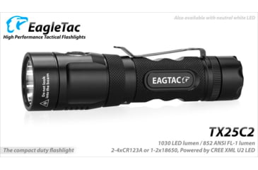 Image of EAGTAC TX25C2 Flashlight, XP-L HI V2 NW LED, 1068lm, Black, TX25C2-XPLHI-BASE-NW