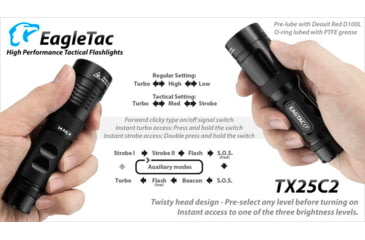 Image of EAGTAC TX25C2 Flashlight, XP-L HI V2 NW LED, 1068lm, Black, TX25C2-XPLHI-BASE-NW