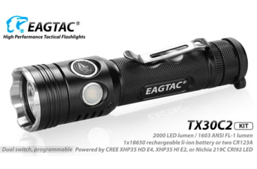 Image of EAGTAC TX30C2 Base Flashlight, Nichia 219C CRI92 4000K LED, 885lm, Black, TX30C2-219C-BASE-NW