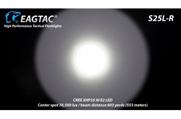 Image of Eagtac USB Rechargeable S25LR XHP35 HI 385 Meter Tactical Flashlight, Black, Medium, S25LRXHP35HI