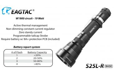 Image of Eagtac USB Rechargeable S25LR XHP35 HI 385 Meter Tactical Flashlight, Black, Medium, S25LRXHP35HI