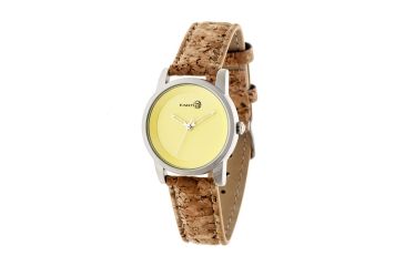Image of Canopies Wood Watch,33mm,Yellow Dial,Khaki/Tan Leather Band