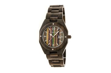 Image of Earth Cypress Multi-Colored Skateboard Wood Dial Leather-Band Watch w/Date, Multicolor ETHEW4002