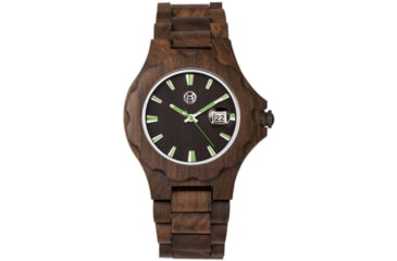 Image of Earth Wood Gila Bracelet Watch w/Magnified Date, Dark Brown, One Size, ETHEW3302