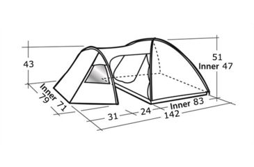 Image of Easy Camp 3 Person Eclipse 300 Tent, Orange / Gold, 120186