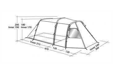 Image of Easy Camp Huntsville 400 Tunnel Tent - 4 Person, 3 Rooms, Light/Dark Blue 120265