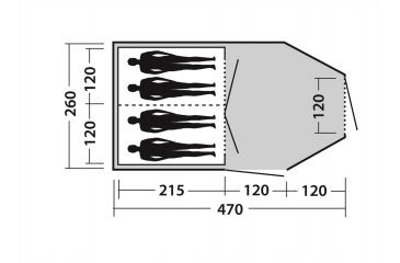 Image of Easy Camp Huntsville 400 Tunnel Tent - 4 Person, 3 Rooms, Light/Dark Blue 120265