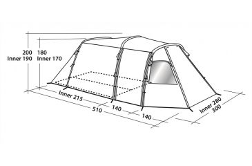 Image of Easy Camp Huntsville 500 Tunnel Tent - 5 Person, 3 Rooms, Light/Dark Blue 120266