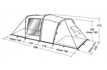 Image of Easy Camp Huntsville Twin Tunnel Tent - 4 Person, 3 Rooms, Light/Dark Blue 120269
