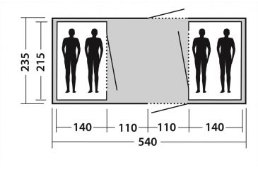 Image of Easy Camp Huntsville Twin Tunnel Tent - 4 Person, 3 Rooms, Light/Dark Blue 120269