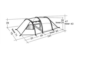 Image of Easy Camp 3-Person Spirit 300 Tunnel Tent, Light/Dark Blue, 5709388080318
