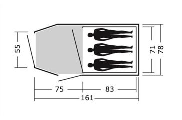 Image of Easy Camp 3-Person Spirit 300 Tunnel Tent, Light/Dark Blue, 5709388080318