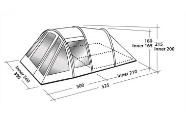 Image of Easy Camp Tempest 600 Inflatable Tunnel - 6 Person, 3 Rooms, Light/Dark Blue 120256