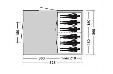 Image of Easy Camp Tempest 600 Inflatable Tunnel - 6 Person, 3 Rooms, Light/Dark Blue 120256