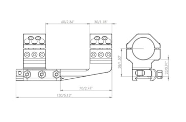 Image of EAW German Tactical Mount Extended Fixed Blockmount, Tube Diameter 30mm, Height 23mm, Extension 70mm, Screw, Black, 62007