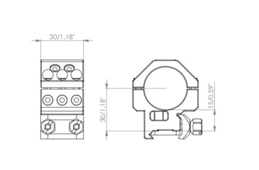 Image of EAW German Tactical Mount Pair Of Fixed Rings, Tube Diameter 30mm, Height 15mm, Screw, Black, 61000