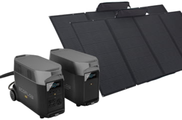 Image of EcoFlow DELTA Pro Portable Power Station w/One Extra Battery and Two 400W Solar Panel, Black, DELTAPro-DELTAProEB-400W2-US