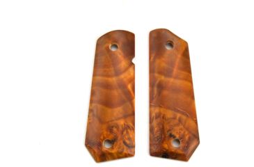 Image of Ed Brown Products Bobtail Grip Bushing, 1911, Poplar Burl, Pair 3 Design, Amber, 45-POPL-BT-3
