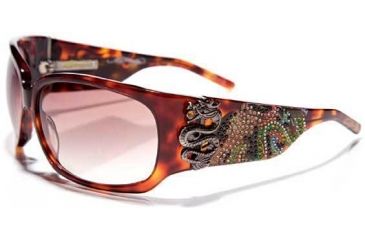 Image of Ed Hardy Geisha &amp; Dragon Sunglasses - Tortoise Frame, Brown Lens