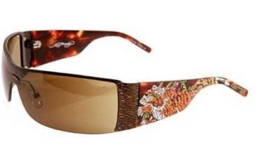 Image of Ed Hardy Tiger Running Crystal Sunglasses - Tortoise Frame, Brown Lens