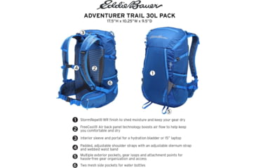 Image of Eddie Bauer Adventurer Trail 30L Backpack, True Blue, EBB1003-400