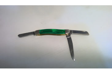 Image of EDEMO Case John Deere Stockman Folding Knife, Mirror finish stainless clip, sheepsfoot, and spey, Green smooth Kirinite handle, 15776, EDEMO1