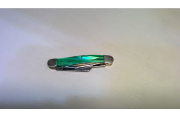 Image of EDEMO Case John Deere Stockman Folding Knife, Mirror finish stainless clip, sheepsfoot, and spey, Green smooth Kirinite handle, 15776, EDEMO1