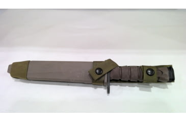 Image of EDEMO Ontario Knife OKC3S Marine Bayonet, Black Blade, Tan Hard Sheath OK6504, EDEMO1
