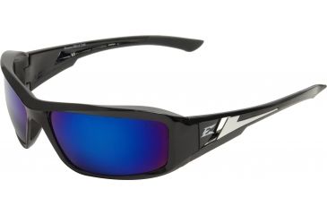 Image of Edge Eyewear Brazeau Safety Glasses Black Frame Blue Mirror Lens Xb118