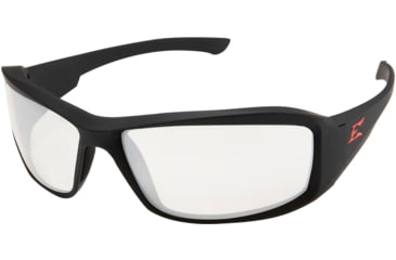 Image of Edge Eyewear Brazeau Torque Safety Glasses - Matte Black Frame with Red E Logo / Clear Vapor Shield Lens, One Size, XB131VS
