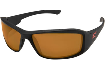 Image of Edge Eyewear Brazeau Torque Safety Glasses - Matte Black Frame with Red E Logo / Polarized CopperDriving Lens, One Size, TXB235