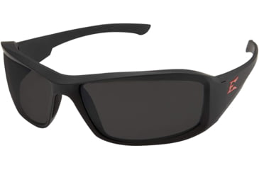 Image of Edge Eyewear Brazeau Torque Safety Glasses - Matte Black Frame with Red E Logo / Smoke Vapor Shield Lens, One Size, XB136VS