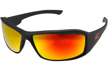 Image of Edge Eyewear Brazeau Torque Safety Glasses - Matte Black Red E / Polarized Aqua Precision Red Mirror Lenses, One Size, TXBAP239