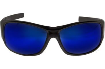 Image of Edge Eyewear Caraz Torque - Matte Black Frame with Red E Logo / Polarized Aqua Precision Blue Mirror Lenses, One Size, THZAP238