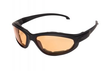 Image of Edge Eyewear Falcon Thin Temple Sunglasses, Soft-Touch Matte Black Frame / Tiger's Eye Vapor S, GSF610-TT