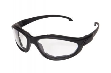 Image of Edge Eyewear Falcon Thin Temple Sunglasses, Soft-Touch Matte Black Frame / Clear Vapor Shield , GSF611-TT