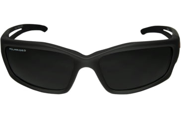 Image of Edge Eyewear Kazbek Torque Safety Glasses - Matte Black Frame with Red E Logo / Polarized Smoke Lens, One Size, TSK236