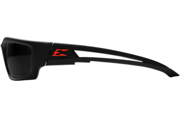 Image of Edge Eyewear Kazbek Torque Safety Glasses - Matte Black Frame with Red E Logo / Polarized Smoke Lens, One Size, TSK236