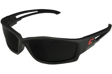 Image of Edge Eyewear Kazbek Torque Safety Glasses - Matte Black Frame with Red E Logo / Polarized Smoke Lens, One Size, TSK236