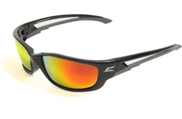 Image of Edge Eyewear Kazbek XL - Black Frame, Aqua Precision Red Mirror Lens SKAP-XL119