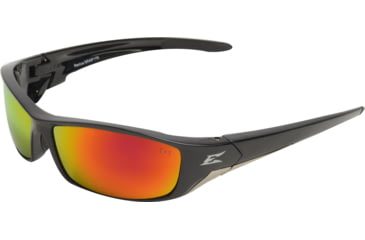 Image of Edge Eyewear Reclus Safety Glasses Black Frame Aqua Precision Red Mirror Lens Srap119