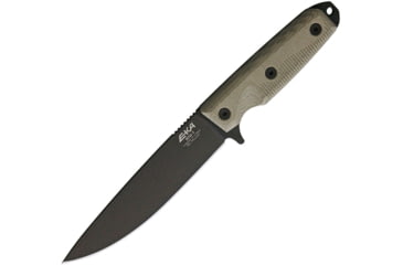 Image of EKA RTG-1 Fixed Blade Knife, 10.5in Overall, 5.75in Black Powder Coated 1095Hc Steel Blade, Tan Canvas Micarta Handle, Black Kydex Belt Sheath, 50020