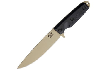 Image of EKA RTG-1 Fixed Blade Knife, 10.5in Overall, 5.75in Tan Powder Coated 1095Hc Steel Blade, Black G10 Handle, Black Kydex Belt Sheath, 50130