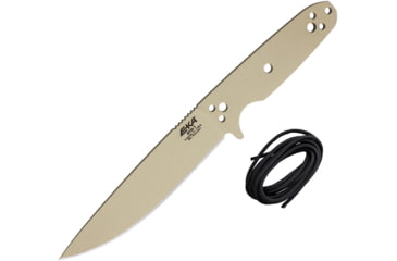 Image of EKA RTG-1 Fixed Blade Knife, 10.5in Overall, 5.75in Tan Powder Coated 1095Hc Steel Blade, One-Piece Comes w/Black Paracord That Can Be Used To Wrap The Handle, Black Kydex Belt Sheath, 50150