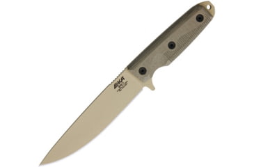 Image of EKA RTG-1 Fixed Blade Knife, 10.5in Overall, 5.75in Tan Powder Coated 1095Hc Steel Blade, Tan Canvas Micarta Handle, Black Kydex Belt Sheath, 50140