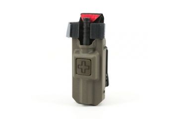 Image of Eleven 10 Rigid Tq Case For Cat, Cross Front, Belt Tek-lok, Ranger Green Plain w/ Black Cross, E10-3021B-RGR